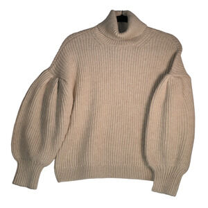 Free Assembly Sweater Women XXL Beige Cowl Neck Balloon Sleeves Chunky Knit